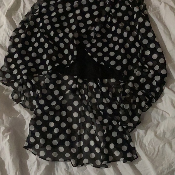 JBS Black Polka Dot Dress - Black dress with white polka dots, High-Low - Picture 8 of 12